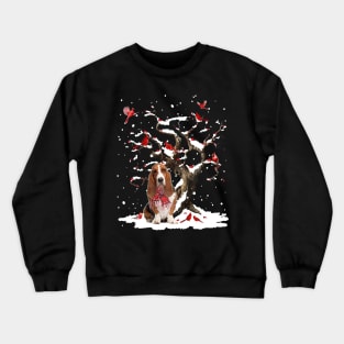 Basset Hound Scarf Cardinal Snow Christmas Crewneck Sweatshirt